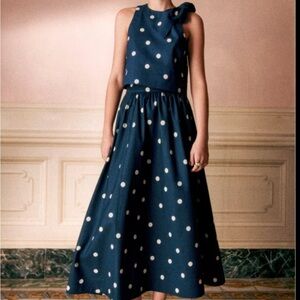 Sezane Navy Polka Dot Maxi Skirt